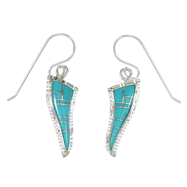 Southwestern Turquoise And Silver Hook Dangle Earrings YX78817